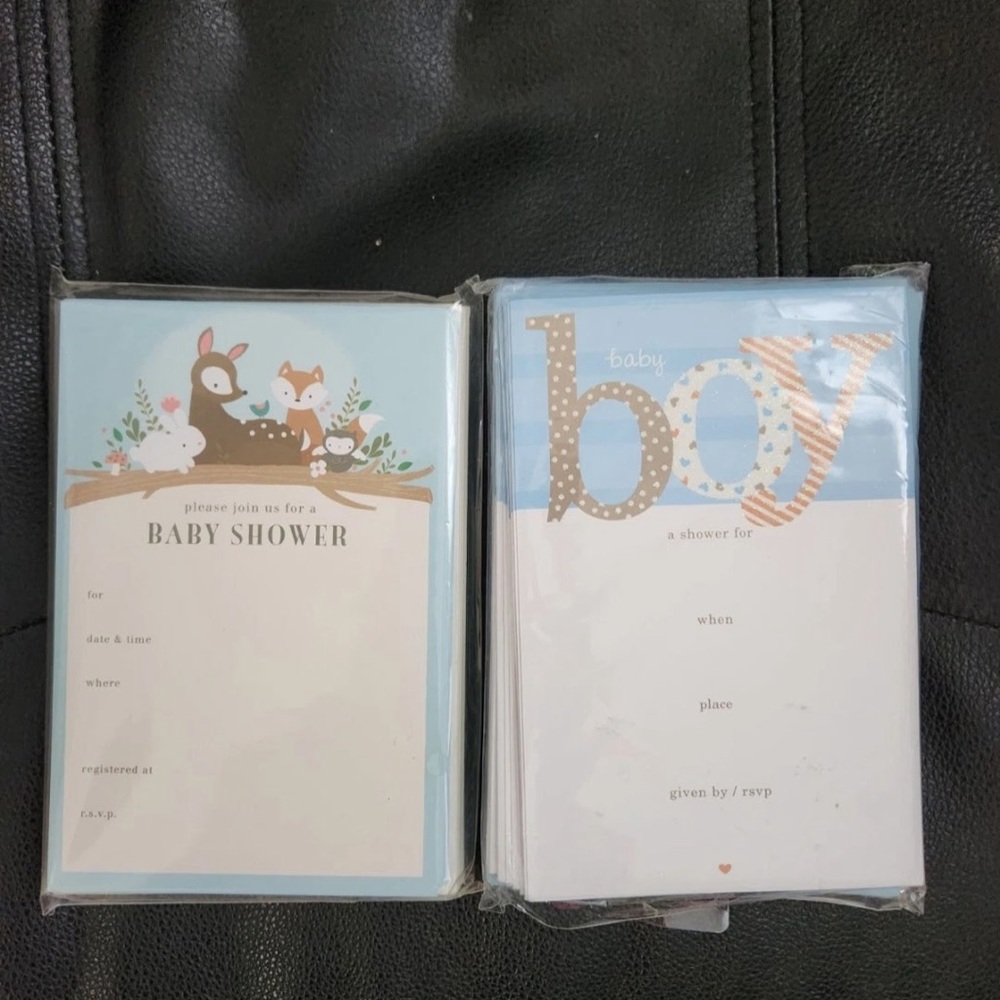 BABY BOY Baby Shower Party Invitations & Envelopes 40 total Blue